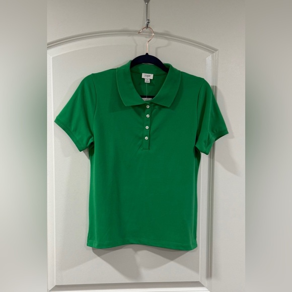 J.Crew Women’s Green Polo Shirt S NWT Collared Stretch Cotton Short Sleeve - Picture 3 of 8